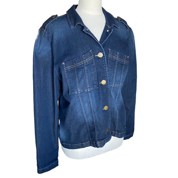 Democracy Denim Boho Trucker Western Military Faded Shirt Jacket Shacket-XL - Picture 1 of 16